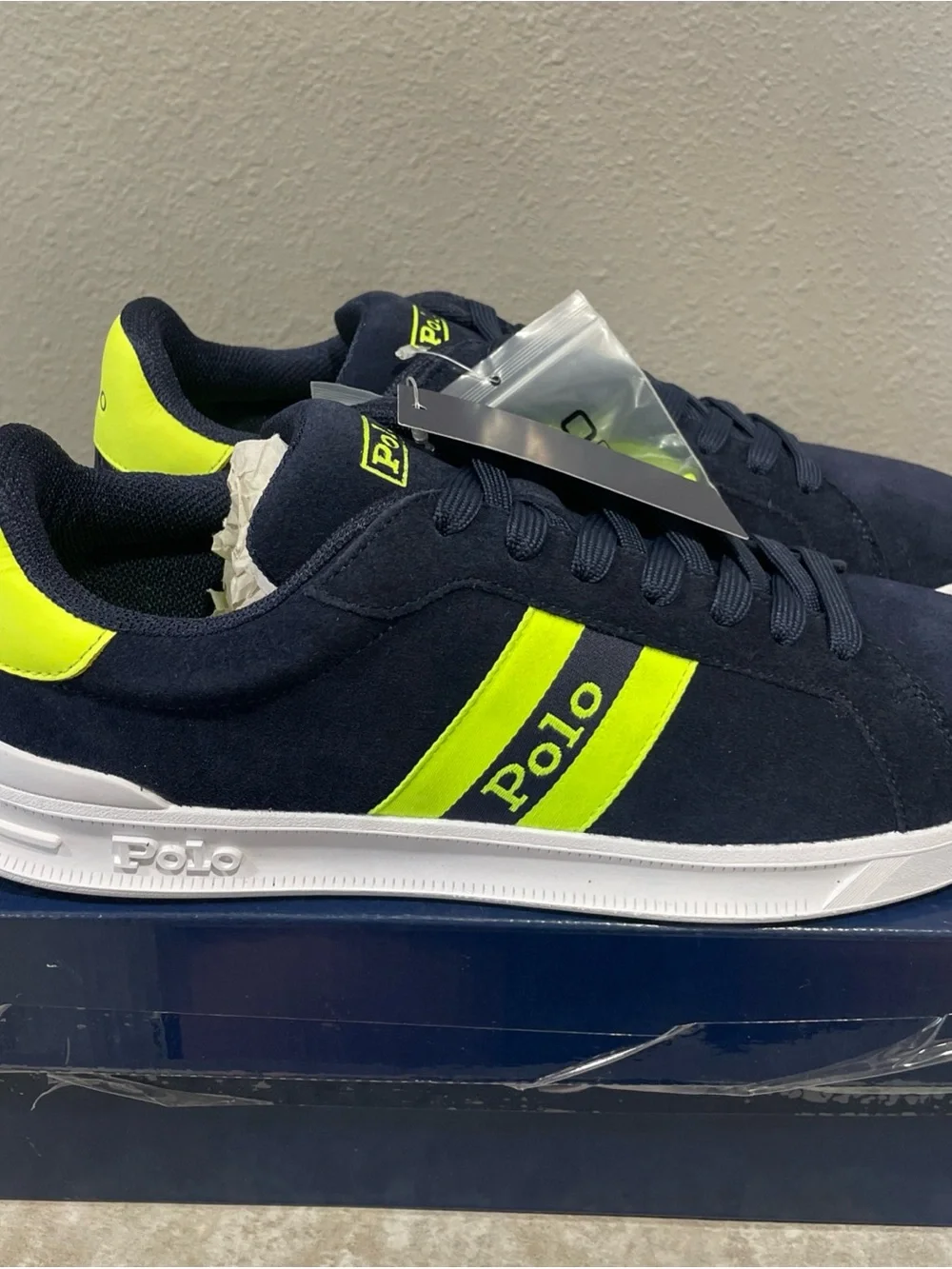 Polo by Ralph Lauren Navy with Neon Yellow Accent Low-Top Sneaker